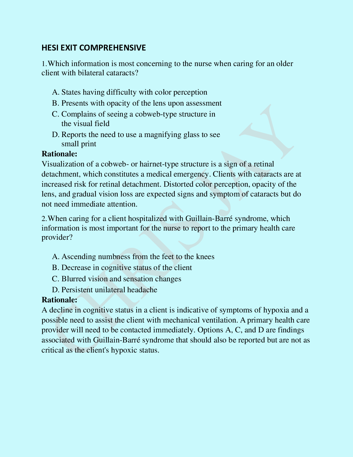 Preview image for HESI PN EXIT EXAM COMPREHENSIVE-Graded A